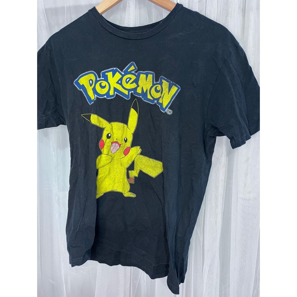 Pokemon Pikachu Graphic T-Shirt Mens Medium Black Short Sleeve Cotton Anime Tee